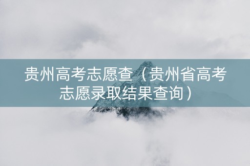 贵州高考志愿查（贵州省高考志愿录取结果查询）