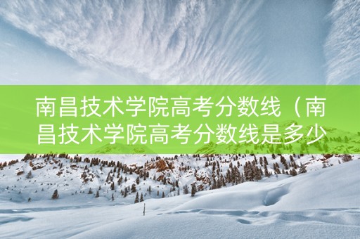 南昌技术学院高考分数线（南昌技术学院高考分数线是多少）