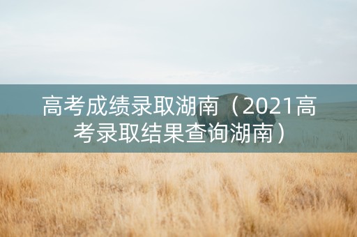 高考成绩录取湖南（2021高考录取结果查询湖南）