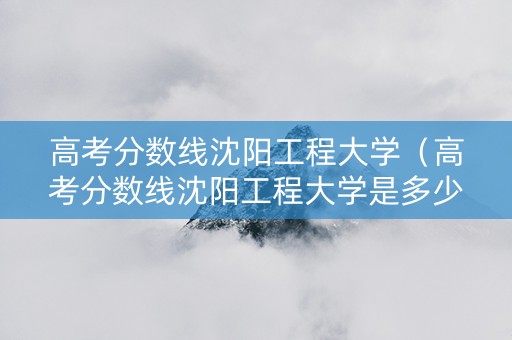 高考分数线沈阳工程大学（高考分数线沈阳工程大学是多少）