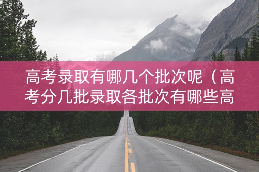 高考录取有哪几个批次呢（高考分几批录取各批次有哪些高校）
