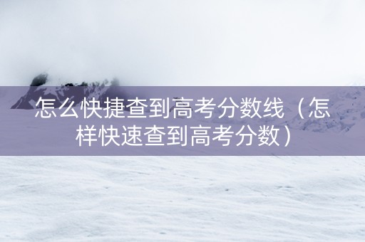怎么快捷查到高考分数线（怎样快速查到高考分数）