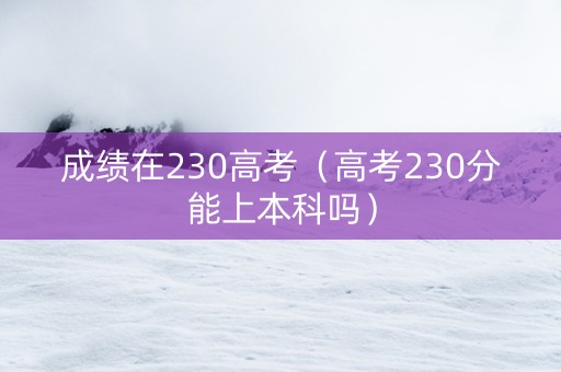 成绩在230高考（高考230分能上本科吗）
