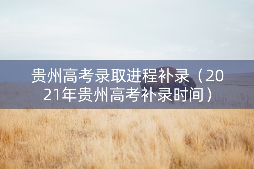 贵州高考录取进程补录（2021年贵州高考补录时间）