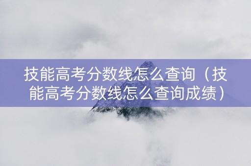 技能高考分数线怎么查询（技能高考分数线怎么查询成绩）