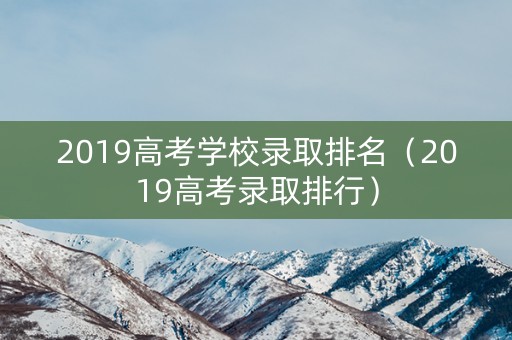 2019高考学校录取排名（2019高考录取排行）