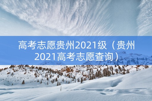 高考志愿贵州2021级（贵州2021高考志愿查询）
