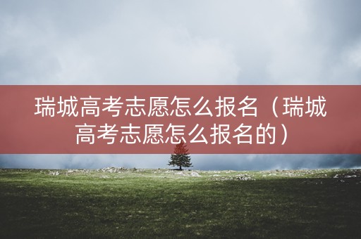 瑞城高考志愿怎么报名（瑞城高考志愿怎么报名的）