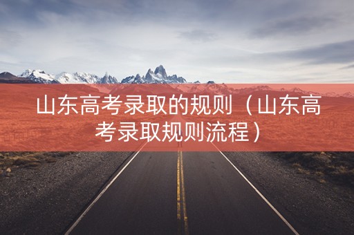 山东高考录取的规则（山东高考录取规则流程）