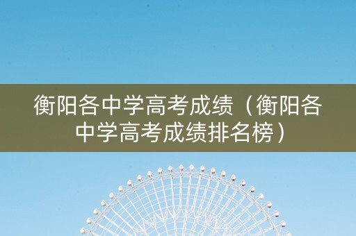 衡阳各中学高考成绩（衡阳各中学高考成绩排名榜）