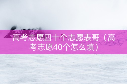 高考志愿四十个志愿表哥（高考志愿40个怎么填）