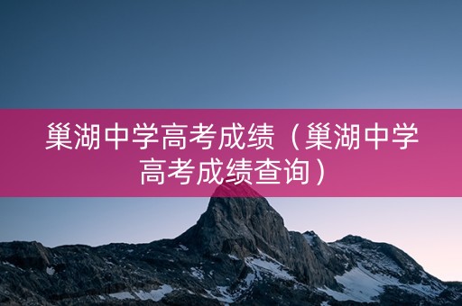 巢湖中学高考成绩（巢湖中学高考成绩查询）