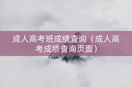 成人高考班成绩查询（成人高考成绩查询页面）