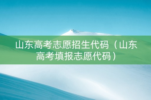 山东高考志愿招生代码（山东高考填报志愿代码）