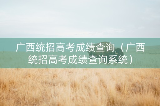 广西统招高考成绩查询（广西统招高考成绩查询系统）