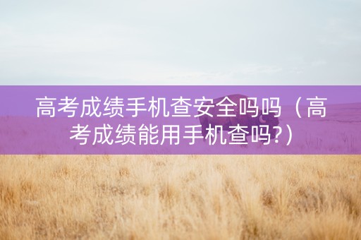 高考成绩手机查安全吗吗（高考成绩能用手机查吗?）