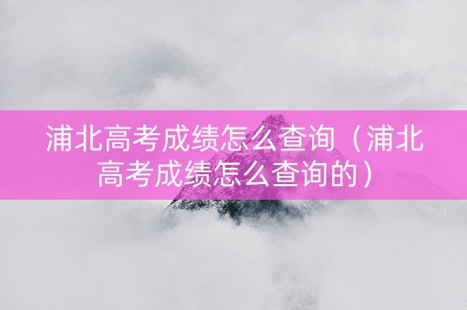 浦北高考成绩怎么查询（浦北高考成绩怎么查询的）
