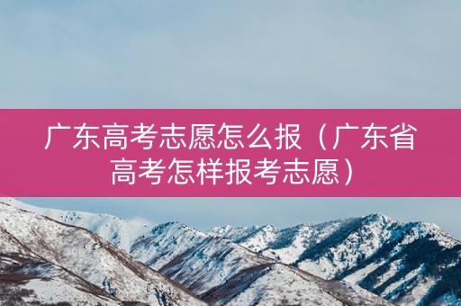 广东高考志愿怎么报（广东省高考怎样报考志愿）