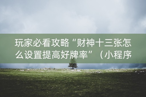 玩家必看攻略“财神十三张怎么设置提高好牌率”（小程序辅助软件)