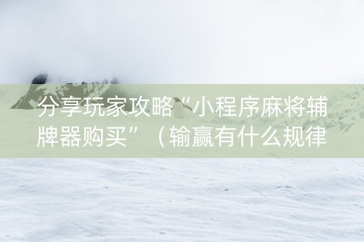 分享玩家攻略“小程序麻将辅牌器购买”（输赢有什么规律)
