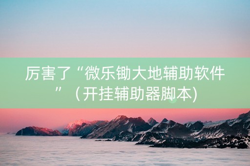 厉害了“微乐锄大地辅助软件”（开挂辅助器脚本)