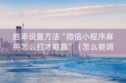 胜率设置方法“微信小程序麻将怎么打才能赢”（怎么能调好牌)