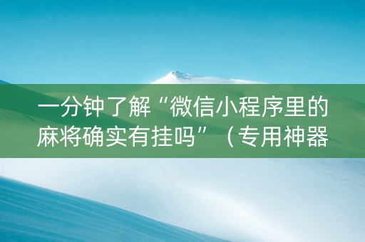一分钟了解“微信小程序里的麻将确实有挂吗”（专用神器下载)