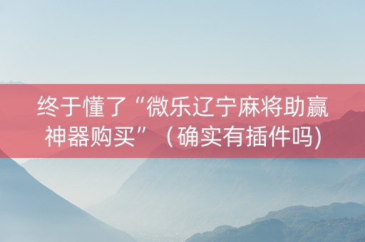 终于懂了“微乐辽宁麻将助赢神器购买”（确实有插件吗)