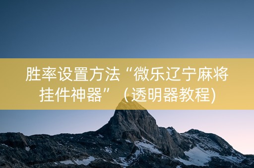 胜率设置方法“微乐辽宁麻将挂件神器”（透明器教程)