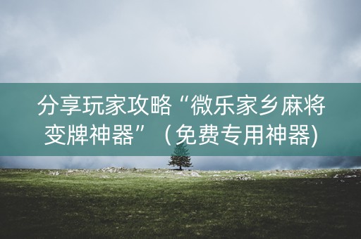 分享玩家攻略“微乐家乡麻将变牌神器”（免费专用神器)