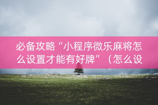 必备攻略“小程序微乐麻将怎么设置才能有好牌”（怎么设置能有好牌)