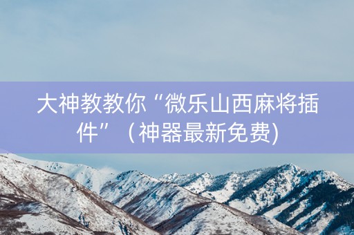 大神教教你“微乐山西麻将插件”（神器最新免费)