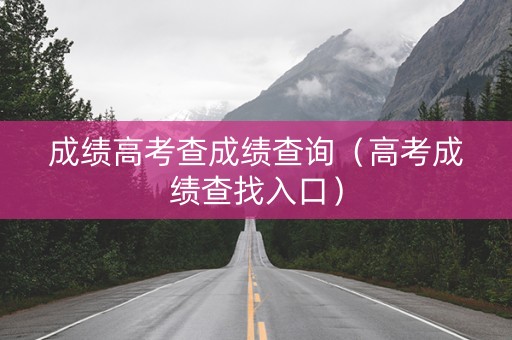 成绩高考查成绩查询（高考成绩查找入口）