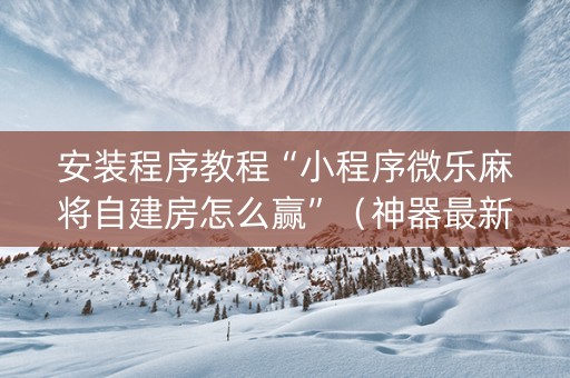 安装程序教程“小程序微乐麻将自建房怎么赢”（神器最新免费)