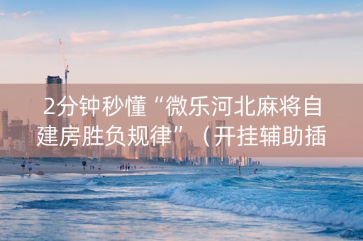 2分钟秒懂“微乐河北麻将自建房胜负规律”（开挂辅助插件)