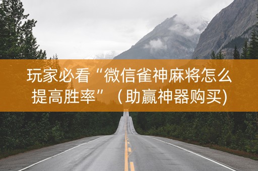 玩家必看“微信雀神麻将怎么提高胜率”（助赢神器购买)
