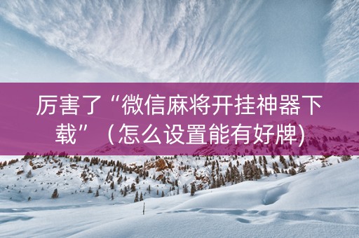 厉害了“微信麻将开挂神器下载”（怎么设置能有好牌)