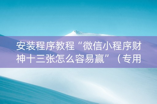 安装程序教程“微信小程序财神十三张怎么容易赢”（专用神器下载)