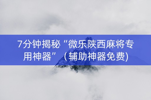 7分钟揭秘“微乐陕西麻将专用神器”（辅助神器免费)