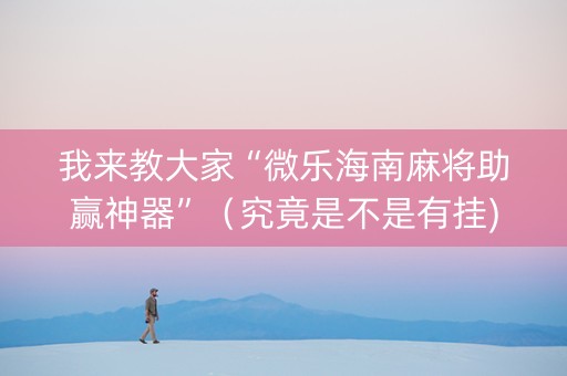 我来教大家“微乐海南麻将助赢神器”（究竟是不是有挂)