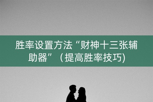 胜率设置方法“财神十三张辅助器”（提高胜率技巧)
