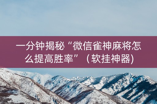 一分钟揭秘“微信雀神麻将怎么提高胜率”（软挂神器)
