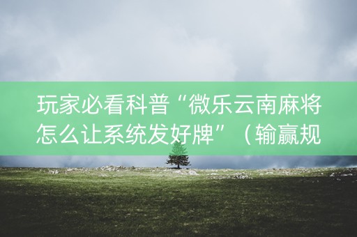 玩家必看科普“微乐云南麻将怎么让系统发好牌”（输赢规律)