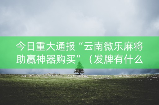 今日重大通报“云南微乐麻将助赢神器购买”（发牌有什么规律吗)