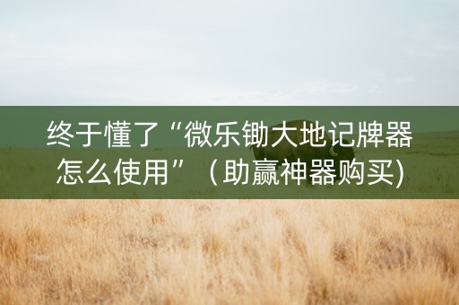 终于懂了“微乐锄大地记牌器怎么使用”（助赢神器购买)