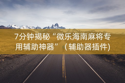 7分钟揭秘“微乐海南麻将专用辅助神器”（辅助器插件)