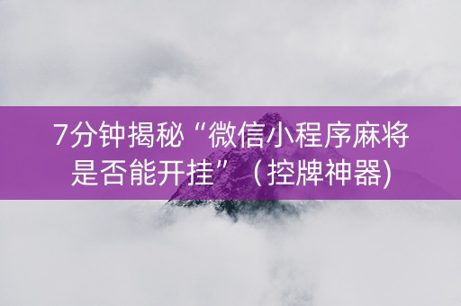 7分钟揭秘“微信小程序麻将是否能开挂”（控牌神器)