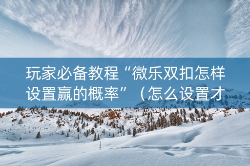 玩家必备教程“微乐双扣怎样设置赢的概率”（怎么设置才能赢)