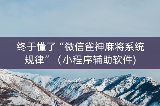 终于懂了“微信雀神麻将系统规律”（小程序辅助软件)