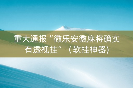 重大通报“微乐安徽麻将确实有透视挂”（软挂神器)